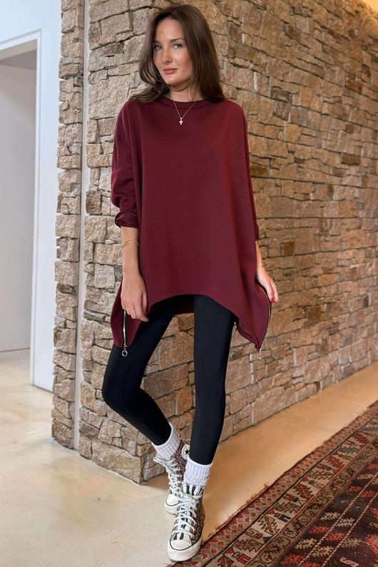 The Soft Tech Jersey Zippy Sweatshirt Burgundy